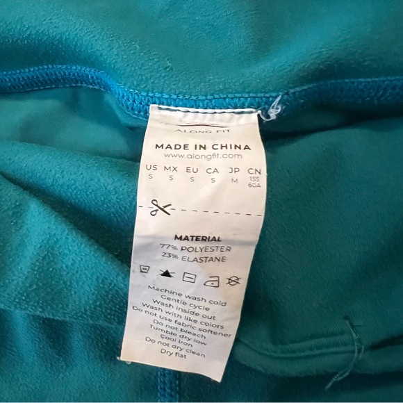 Along Fit teal cropped yoga pants leggings with side pockets super stretch small - Picture 9 of 13